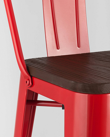 Стул барный TOLIX WOOD со спинкой красный глянцевый - Барные стулья - МебельМедведь