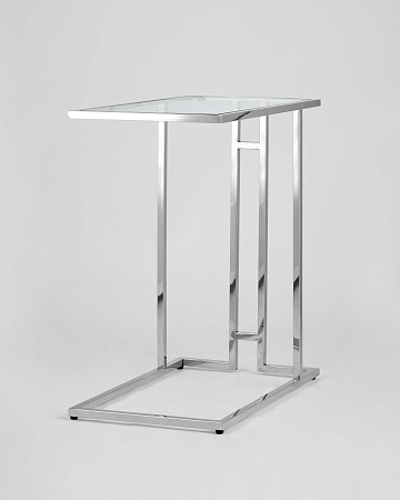 Журнальный столик 50*32 БОСТОН прозрачное стекло сталь серебро - Журнальные - МебельМедведь