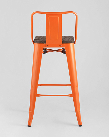 Стул полубарный TOLIX WOOD со спинкой оранжевый глянцевый - Барные стулья - МебельМедведь
