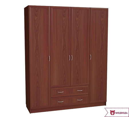 Шкаф платяной 4-х дверный с 2 ящиками Валдай С-299М - Гостиная Валдай - МебельМедведь