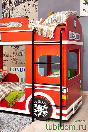 London BUS Кровать двухъярусная (Красный тип 2) - Двухъярусные - МебельМедведь