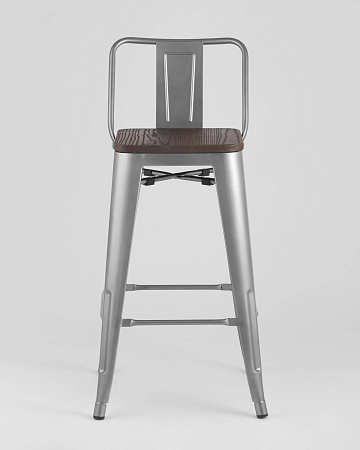 Стул полубарный TOLIX WOOD со спинкой серебристый матовый - Барные стулья - МебельМедведь
