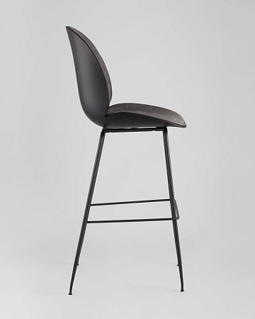 Стул барный Beetle PU со спинкой серый - Барные стулья - МебельМедведь