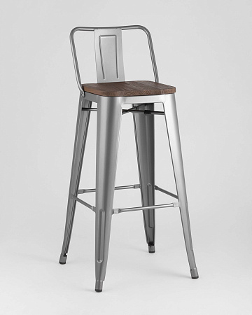 Стул барный TOLIX WOOD со спинкой серебристый матовый - Барные стулья - МебельМедведь