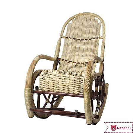 Кресло-качалка Красавица, лоза (цвет основания ОРЕХ) - Кресла-качалки - МебельМедведь