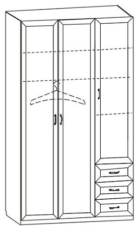 Шкаф 3-х дверный с зеркалом и 3-мя ящиками Волхова С-485/1М - Гостиная Волхова - МебельМедведь