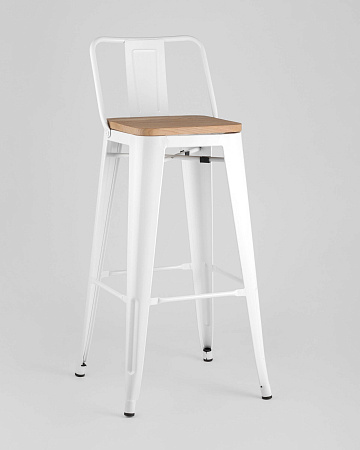 Стул барный TOLIX WOOD со спинкой белый глянцевый - Барные стулья - МебельМедведь