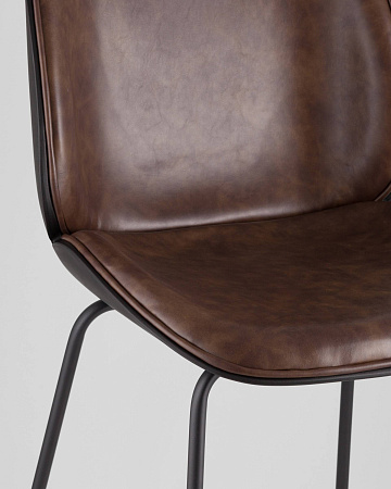 Стул барный Beetle PU со спинкой коричневый - Барные стулья - МебельМедведь