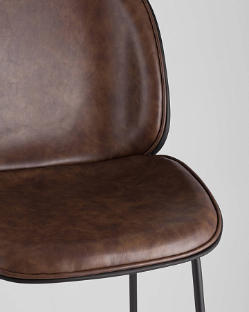 Стул барный Beetle PU со спинкой коричневый - Барные стулья - МебельМедведь