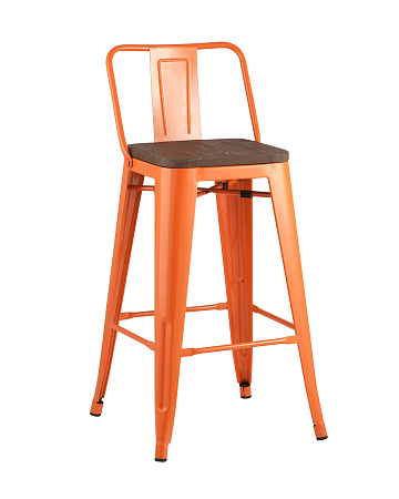 Стул полубарный TOLIX WOOD со спинкой оранжевый глянцевый - Барные стулья - МебельМедведь