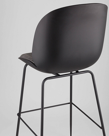 Стул барный Beetle PU со спинкой серый - Барные стулья - МебельМедведь