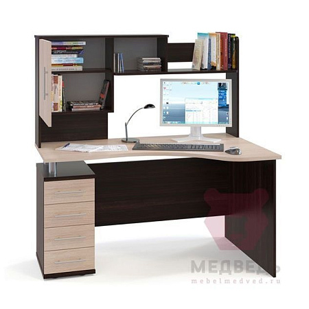 Компьютерный стол с надстройкой КСТ-104.1 + КН-14 Л В-БД - Компьютерные столы - МебельМедведь
