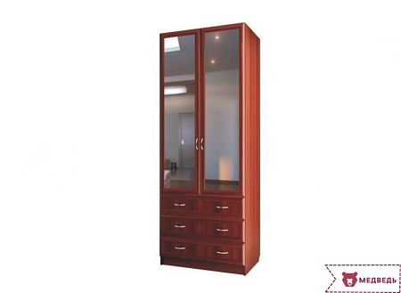 Шкаф 2-х дверный с 3-мя ящиками и зеркалами Волхова С-403/1М - Гостиная Волхова - МебельМедведь