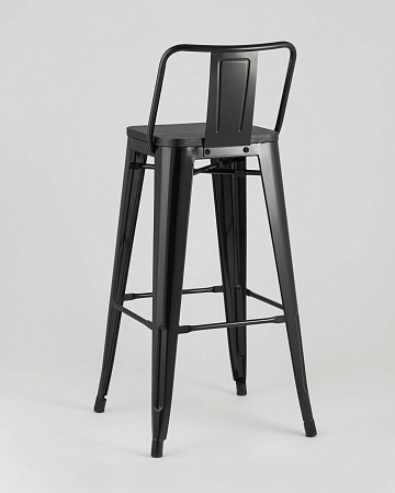 Стул барный TOLIX WOOD со спинкой черный глянцевый - Барные стулья - МебельМедведь
