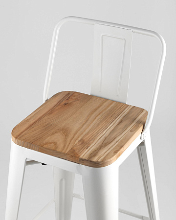 Стул полубарный TOLIX WOOD со спинкой белый глянцевый - Барные стулья - МебельМедведь
