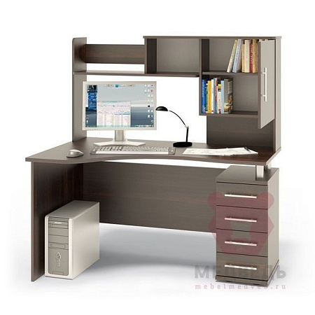 Компьютерный стол с надстройкой КСТ-104.1 + КН-14 П Венге - Компьютерные столы - МебельМедведь
